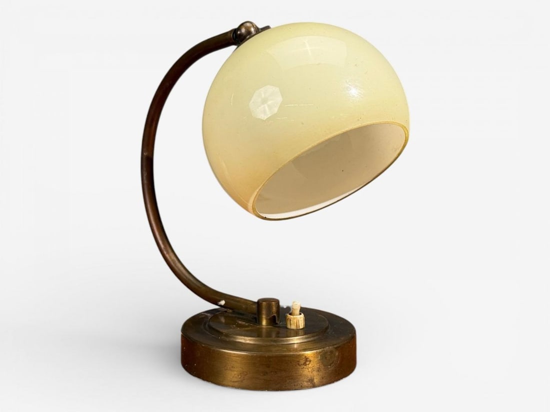 European Modern, Desk Lamp, Brass, Glass, Europe, 1970s - 3