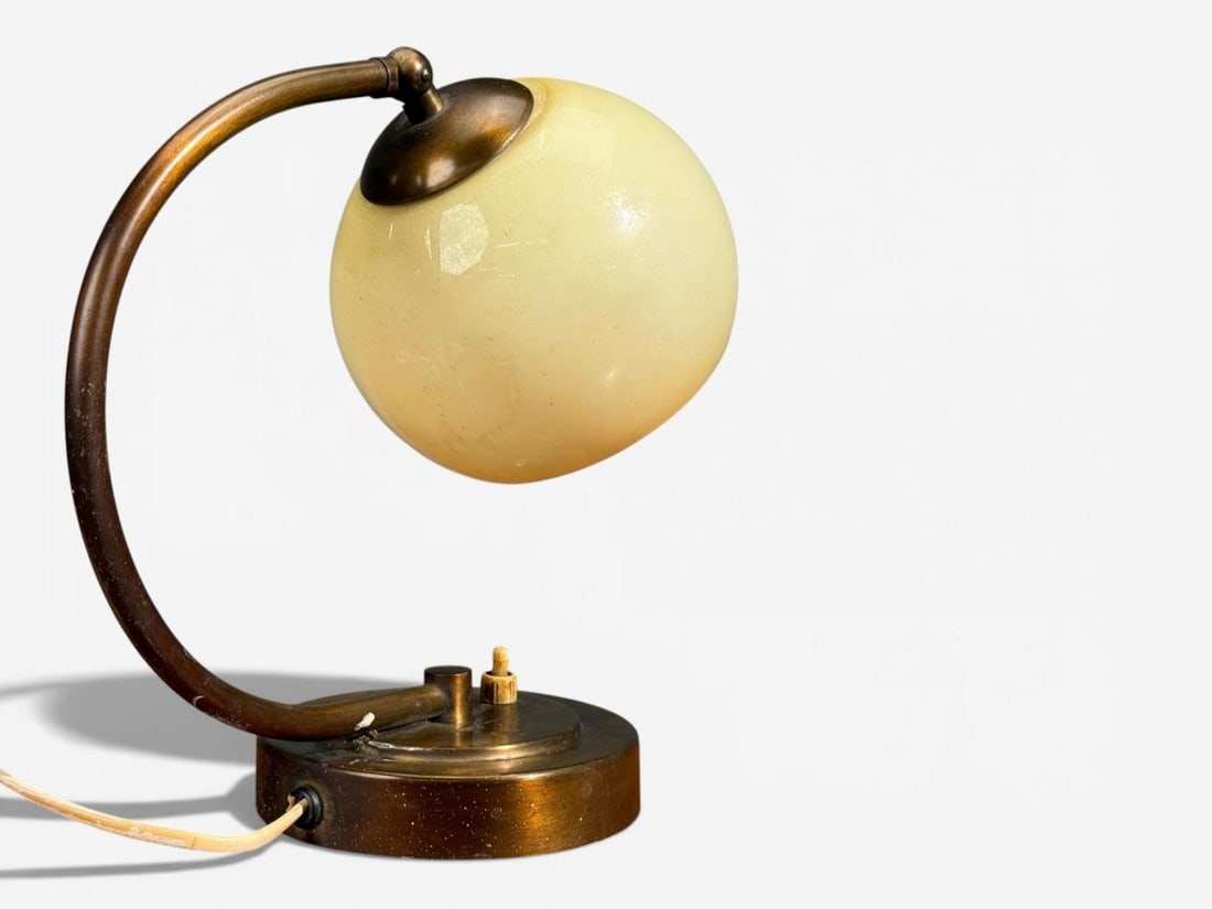 European Modern, Desk Lamp, Brass, Glass, Europe, 1970s - 5