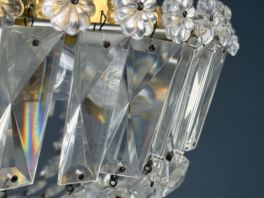 Neoclassical, Basket Pendant Light, Bronze, Crystal, France, 20th c. - 10