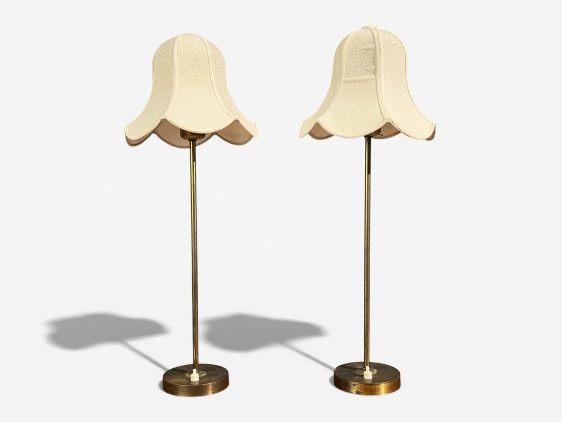 BABO, Table Lamps, Brass, Fabric, Sweden, 1900s - 2