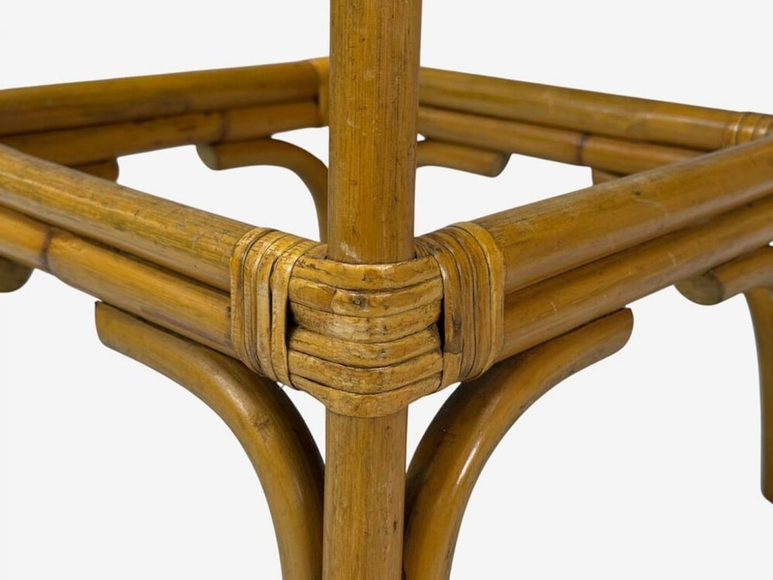 Dutch Modern, Bamboo, Green Leather, Three Barstools, Netherlands, 1970s - 10