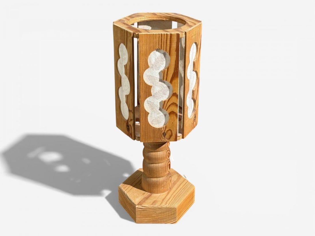 Swedish Modern, Table Lamp, Pine, Fabric, Sweden, 1940s - 3