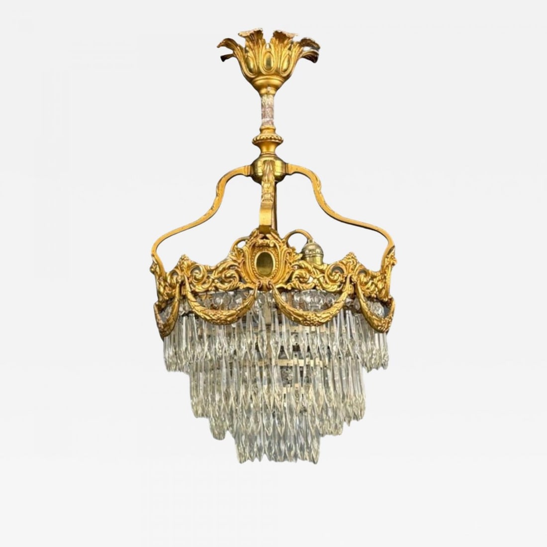 French Louis XVI, Chandelier, Dore Bronze, Crystal, France, 19th Century (1 of 12)