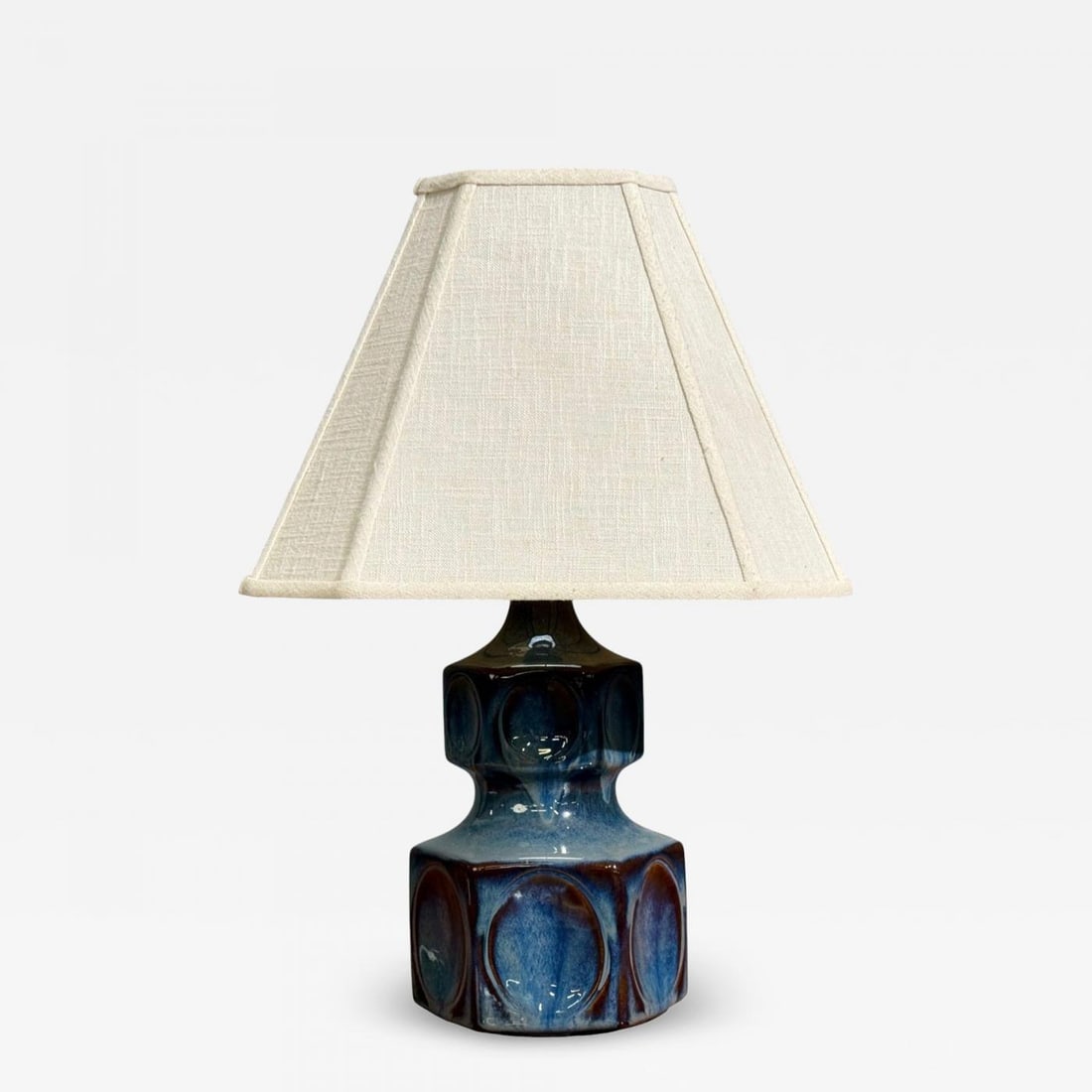 Einar Johansen, Table Lamp, Blue Glazed Ceramic, Denmark, 1960s (1 of 9)