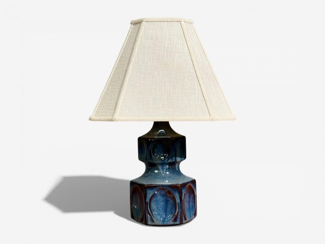 Einar Johansen, Table Lamp, Blue Glazed Ceramic, Denmark, 1960s - 9