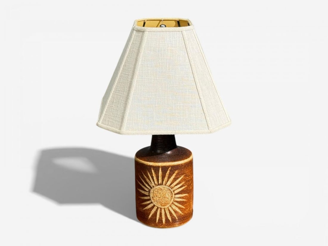 Søholm Stentøj, Table Lamp, Brown Glazed Stoneware, Denmark, 1960s - 3