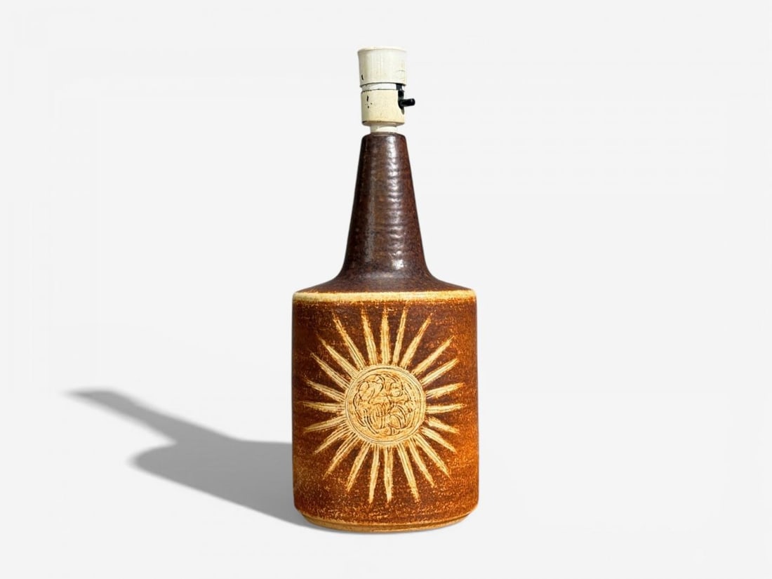 Søholm Stentøj, Table Lamp, Brown Glazed Stoneware, Denmark, 1960s - 5