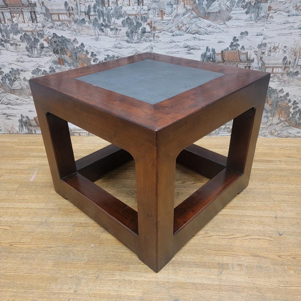 Antique Shanxi Province Elm Side Table with Stone Top (1 of 4)
