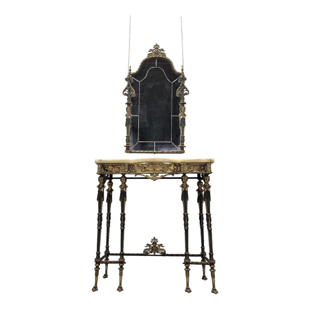 Antique Oscar Bach Style Console Table with Mirror (1 of 4)