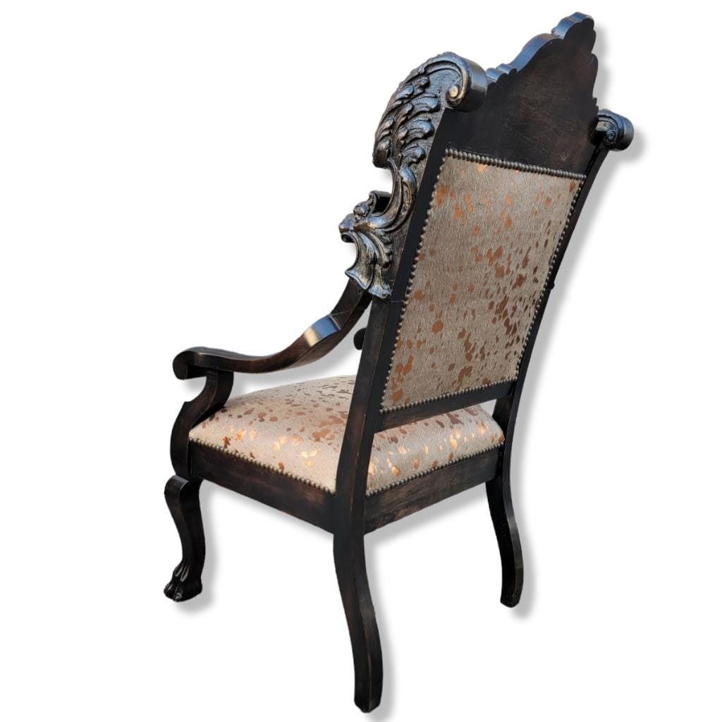 Antique French Baroque Style Accent Chair Newly Reupholstered - 4