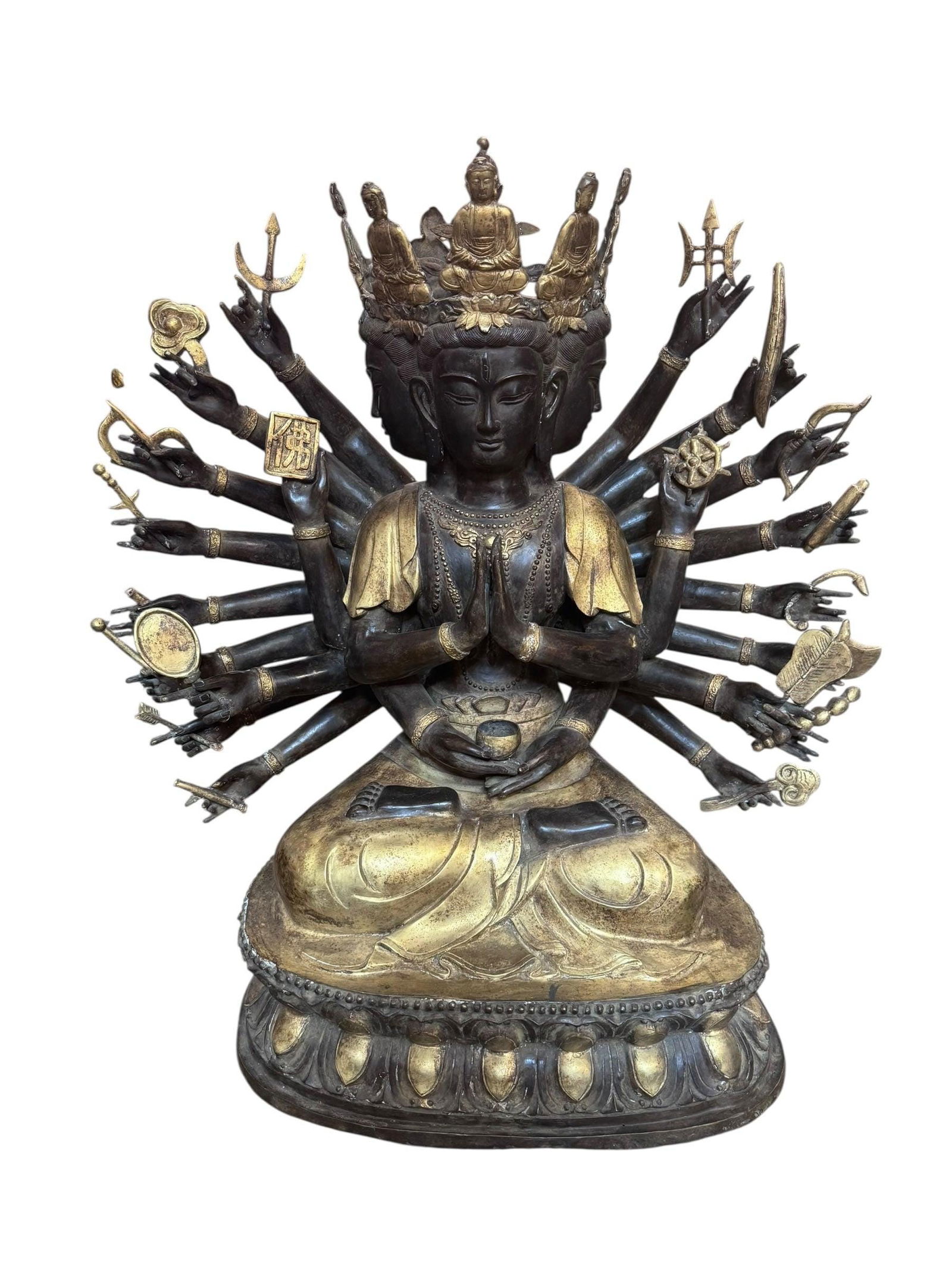 Antique Tibetan Praying Crowned Buddha - 2