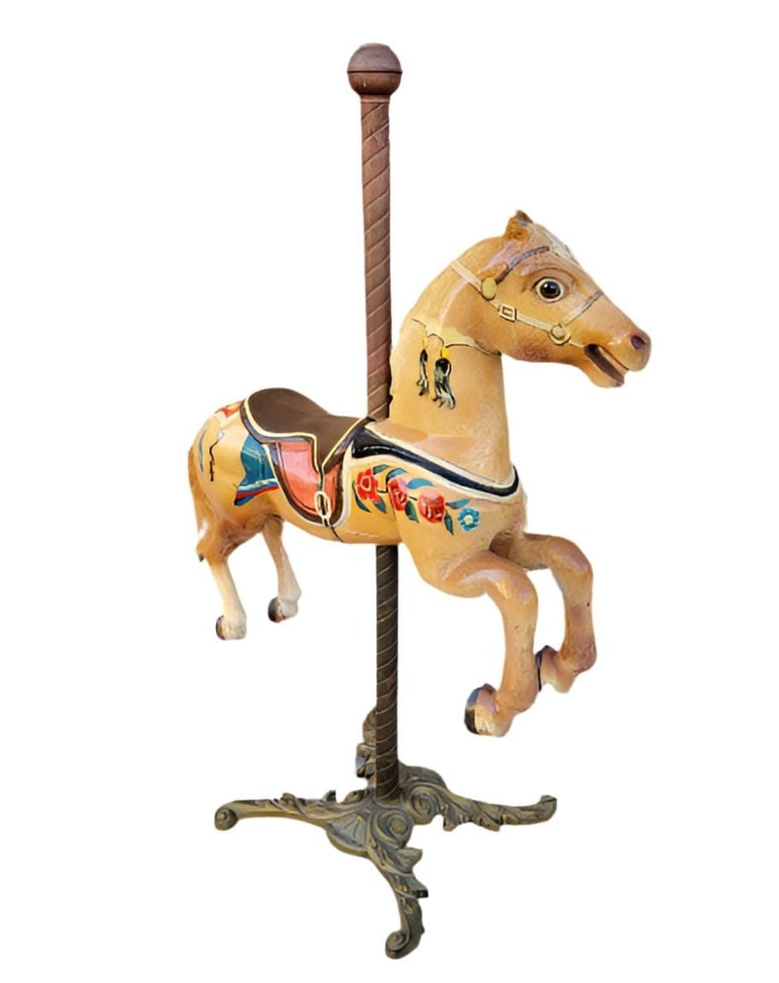 Antique French Carved Hand Painted Carousel Horse - 2