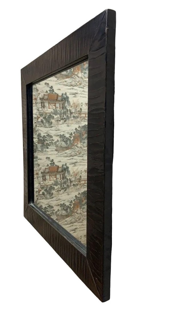 Vintage Shanxi Province Black Linen Mirror - 2