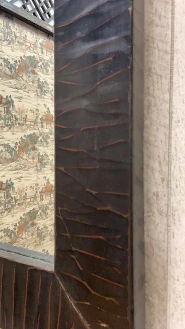 Vintage Shanxi Province Black Linen Mirror - 3