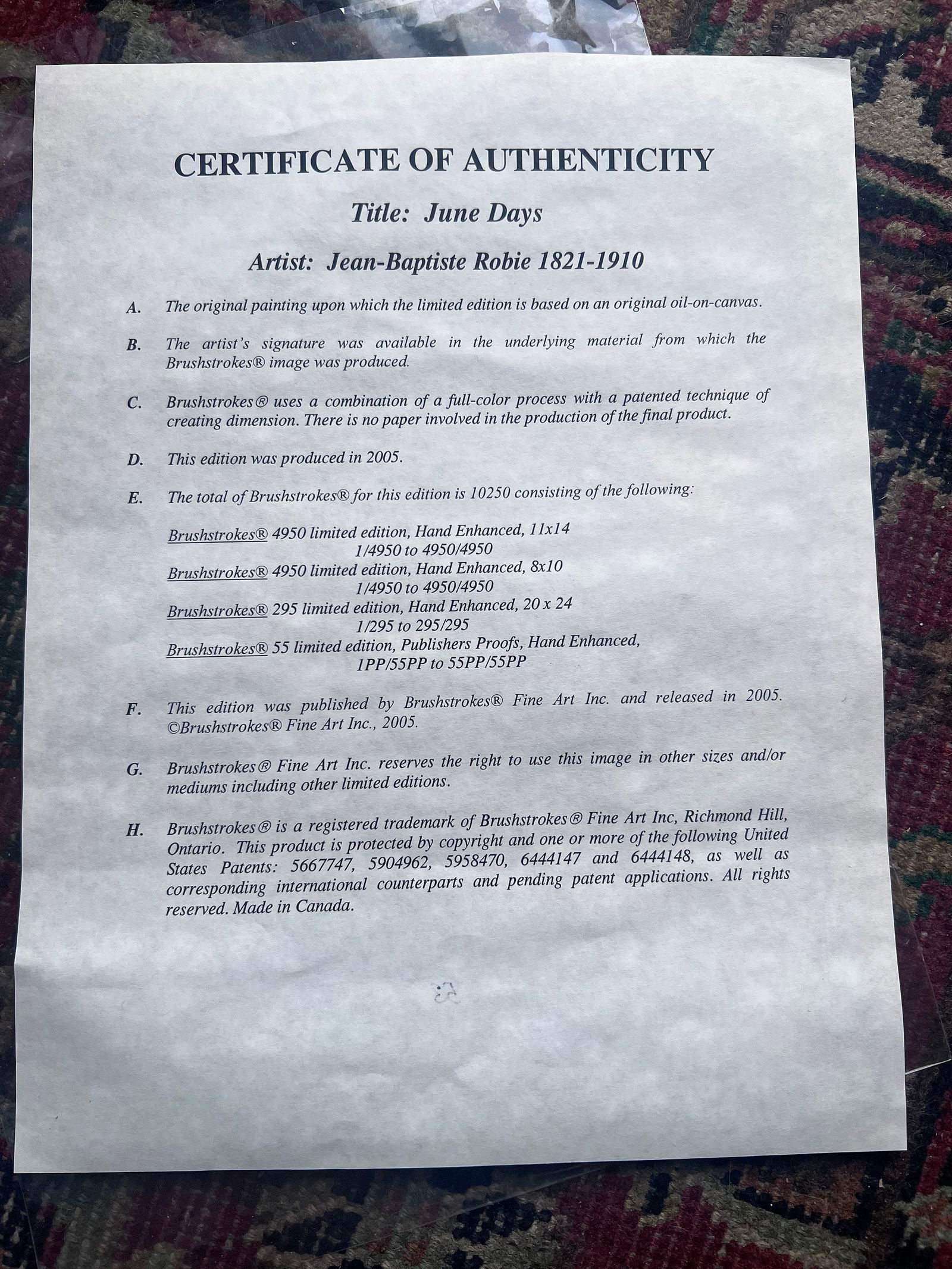 Antique Jean Baptiste Robie June Days Painting Edition #53/4950 - 3