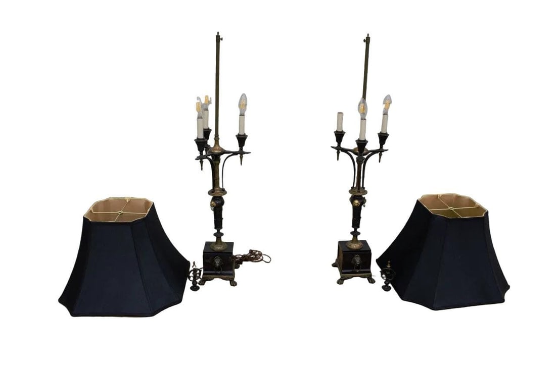 Antique Empire Revival Candelabra Table Lamps - Pair - 3