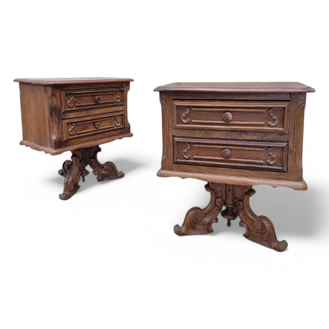 Antique American Empire Carved Side Chests - Pair - 2