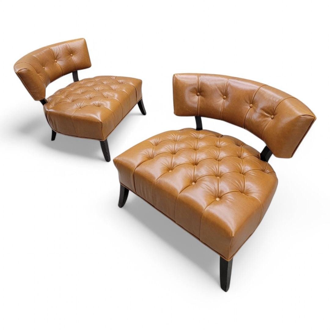 Vintage Deco Billy Haines Style Tufted Slipper Chairs Newly Reupholstered - Pair - 2