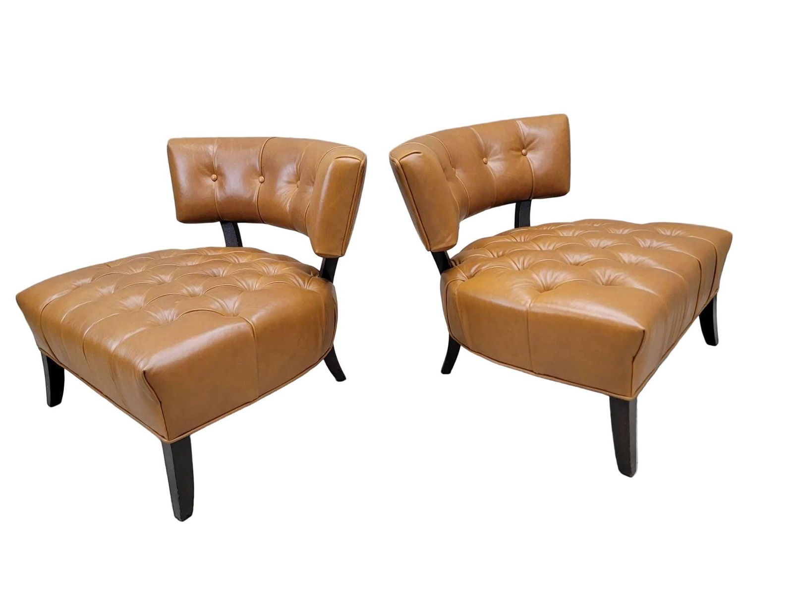 Vintage Deco Billy Haines Style Tufted Slipper Chairs Newly Reupholstered - Pair - 4