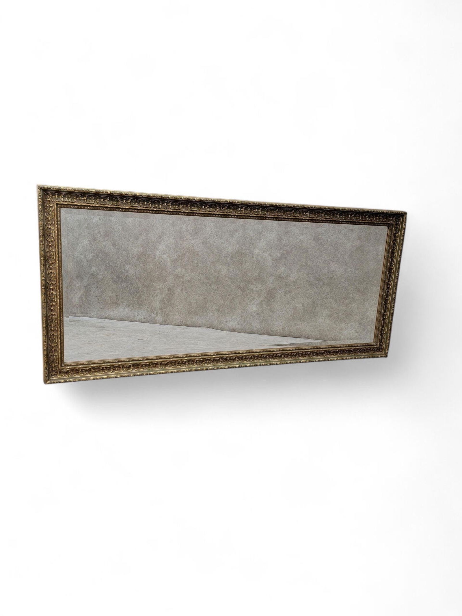 Antique French Carved & Gilded Frame Full Length Floor/Wall Beveled Mirror - 2