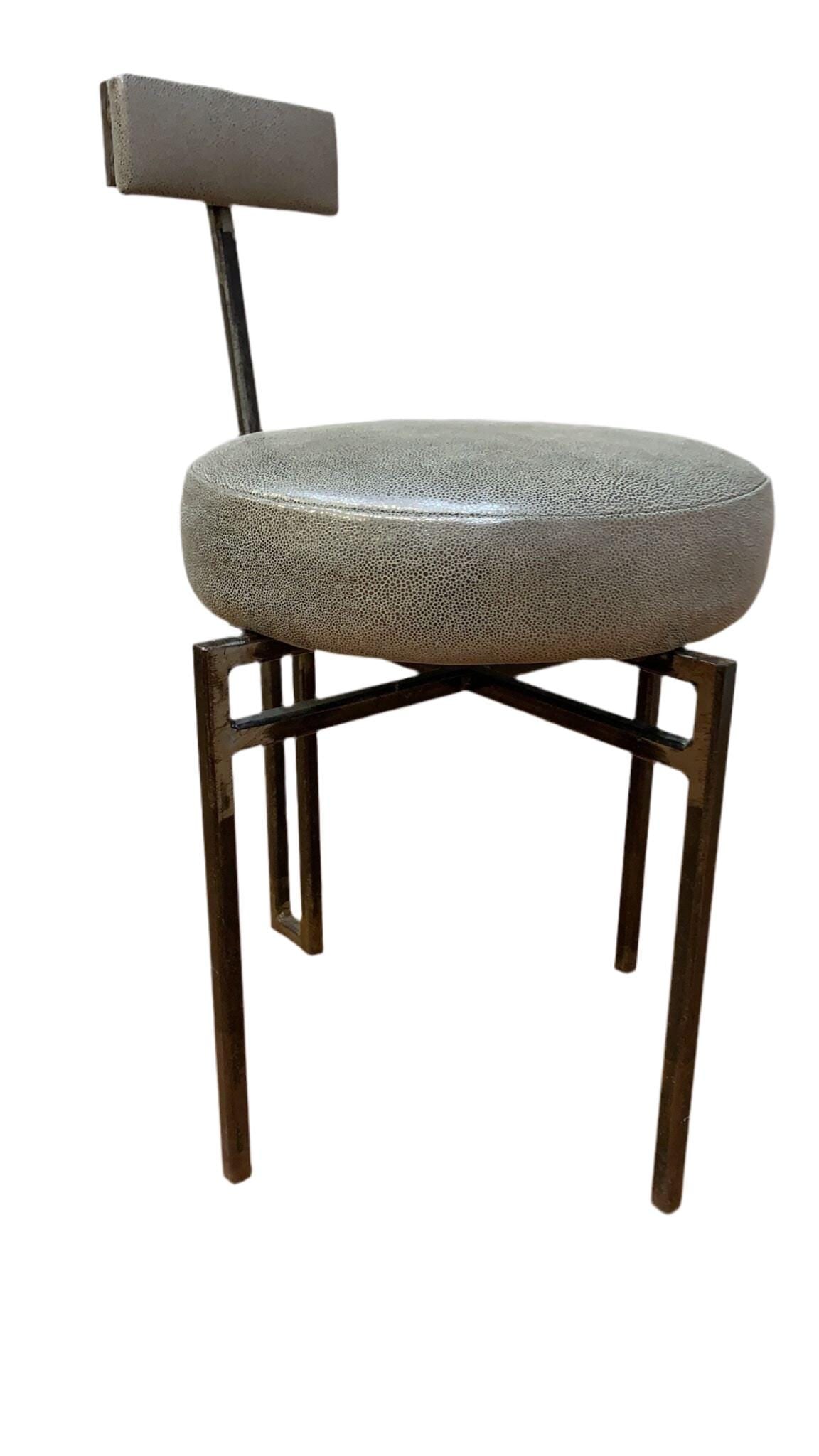 Vintage Modernist Forged Iron Accent Chair Newly Reupholstered - 2