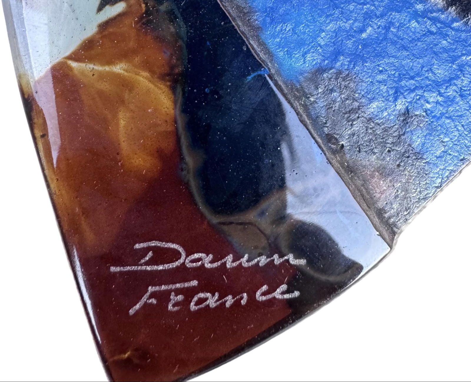 Vintage French Signed Daum Art Glass Pate de Verre Peacock Sculpture/Figurine - 2