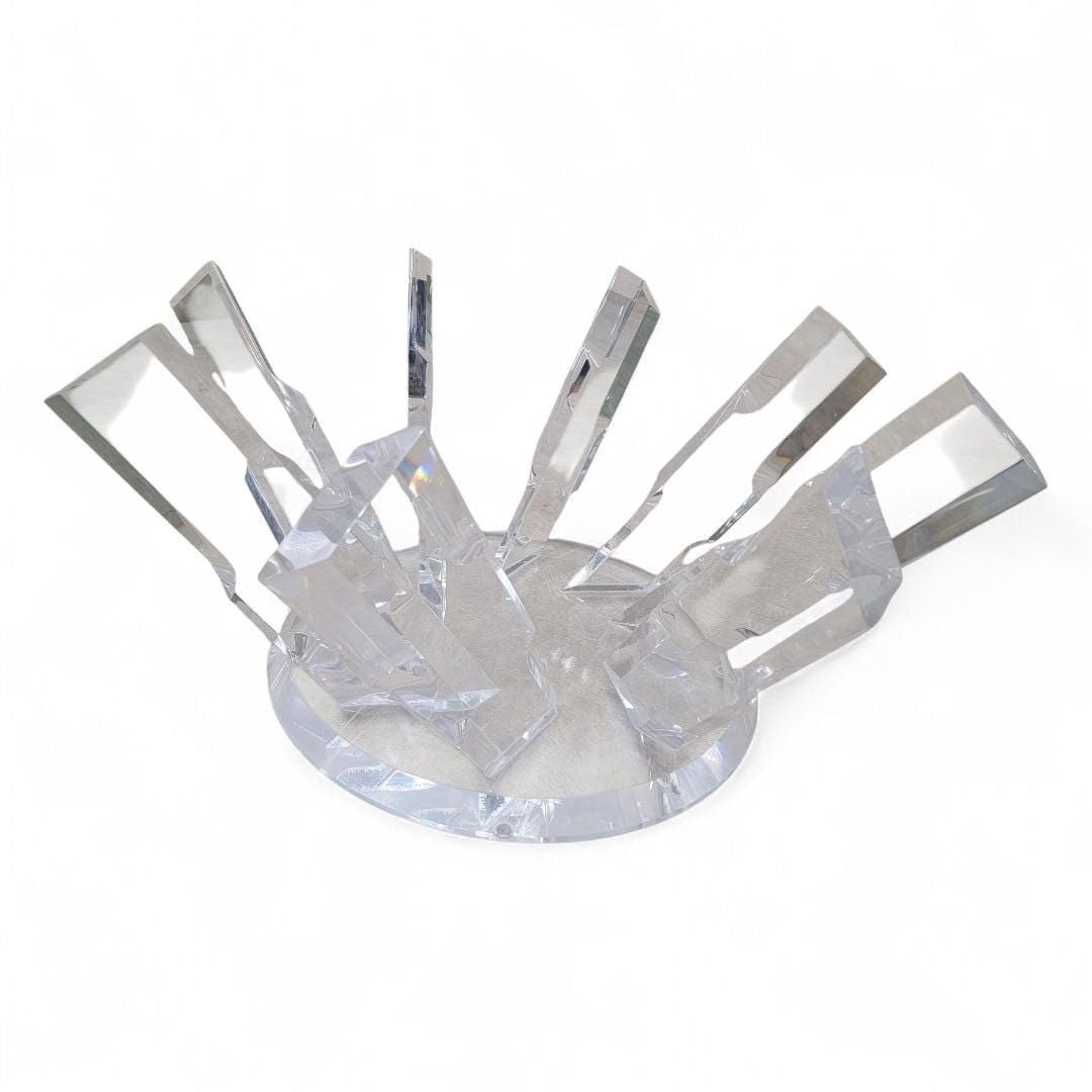 Postmodern Ice Crystal Lucite Base with Beveled Glass Top Coffee Table - 4