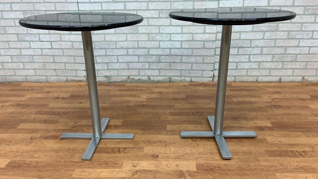 Vintage Granite Top Bistro Side Tables - Pair - 2