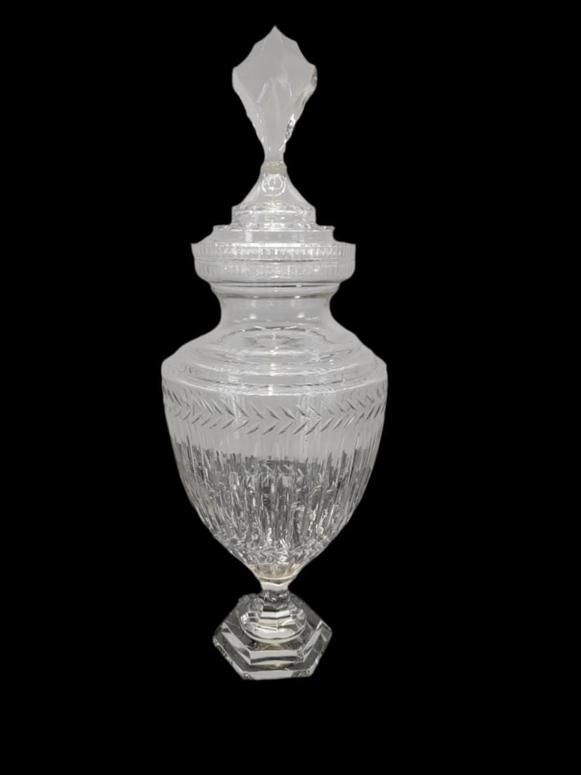 Antique Etched Glass Bonbonniere - Set of 3 - 4