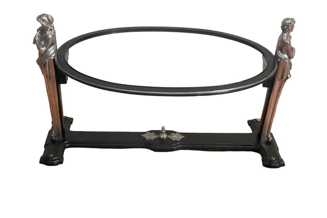 Art Nouveau Figural Male and Female Bust Glass Top Coffee Table (1 of 4)