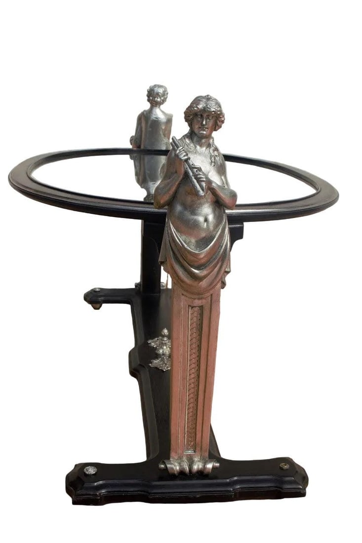 Art Nouveau Figural Male and Female Bust Glass Top Coffee Table - 3