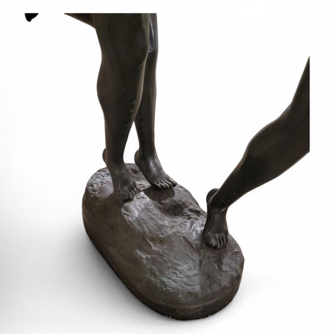 Antique French Art Nouveau Au But' Bronze Sculpture by Alfred Boucher - 3