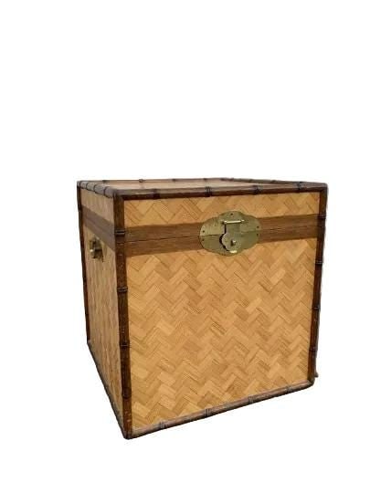 Vintage Asian Style Woven Bamboo Nesting Storage Trunks - Set of 2 - 3