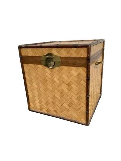 Vintage Asian Style Woven Bamboo Nesting Storage Trunks - Set of 2 - 4