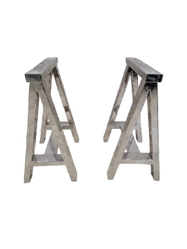 Vintage Contemporary Modern Chrome Sawhorse Adjustable Table/Desk - 4