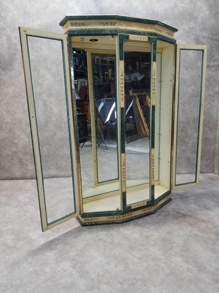MCM Etched & Hand Painted Display Cabinet - 4