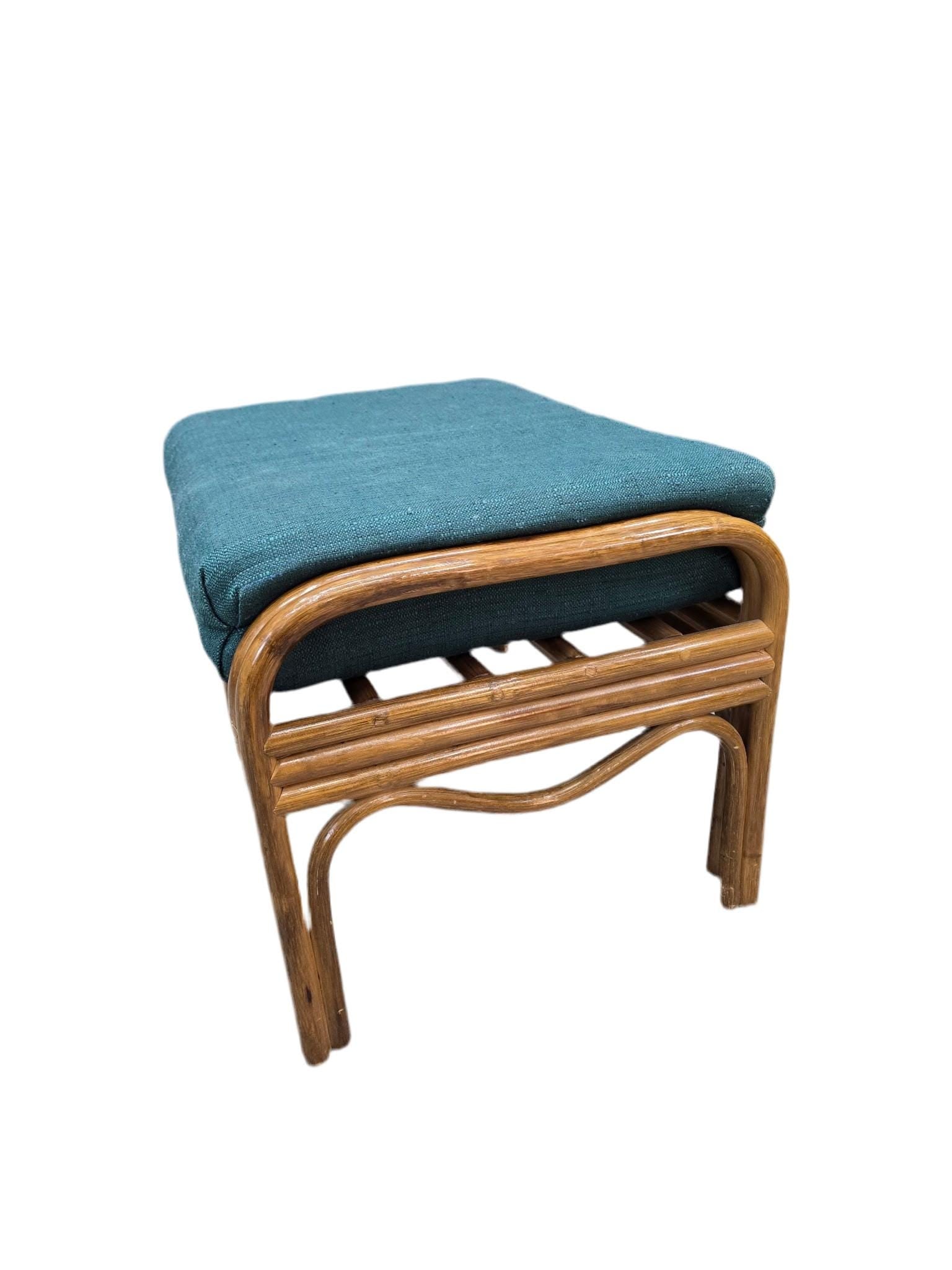 MCM Wicker Chair and Ottoman for Reupholstery - 2