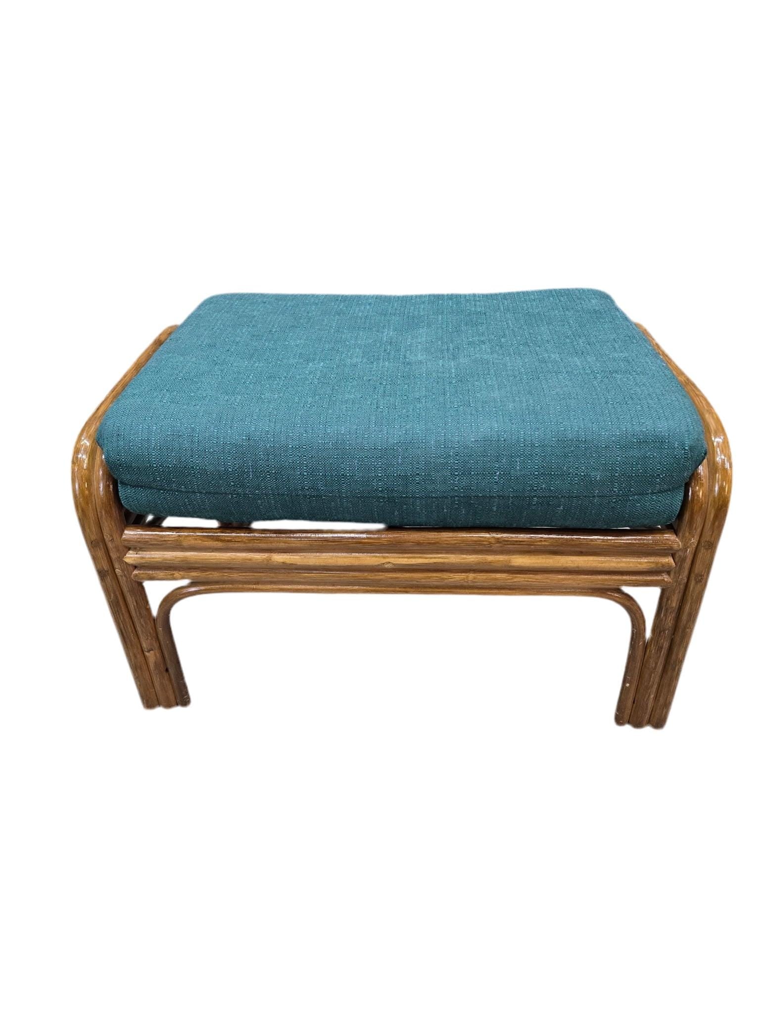 MCM Wicker Chair and Ottoman for Reupholstery - 4