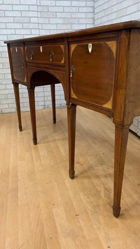 Antique Georgian Mahogany Inlaid Spade Foot Sideboard - 4