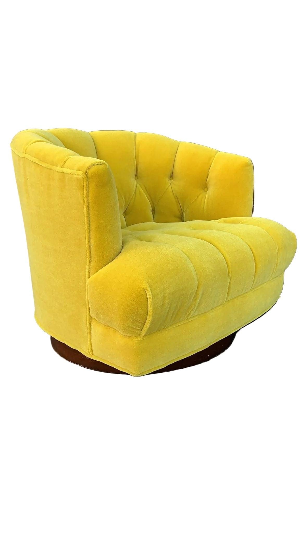 MCM Tufted Barrel Back Swivel Lounge Chair Newly Reupholstered - 2