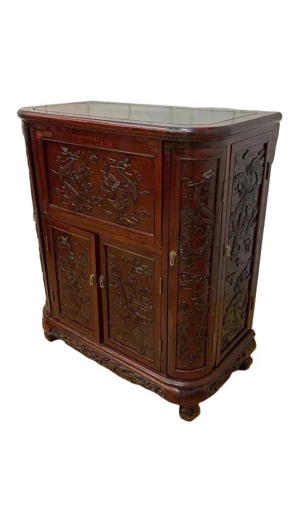 MCM Chinese Rosewood Flip Top Dry Bar Cabinet - 2