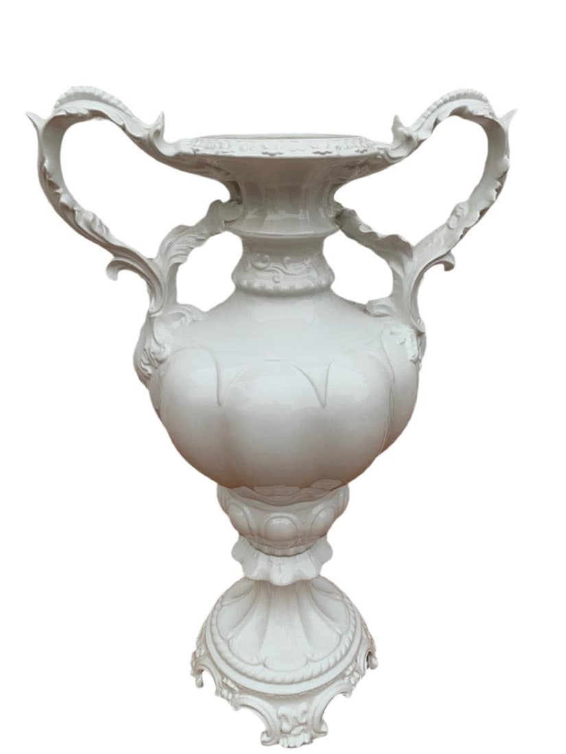 Vintage Italian Azzolin Brothers White Capodimonte Vase - 3