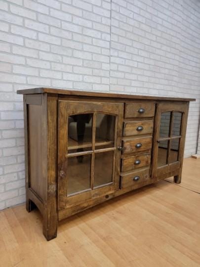 Vintage Rustic Reclaimed Barnwood Cottage Display Cabinet - 4