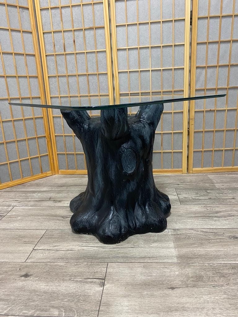 Hollywood Regency Style Black Figural Tree Stump Side Table - Pair - 4