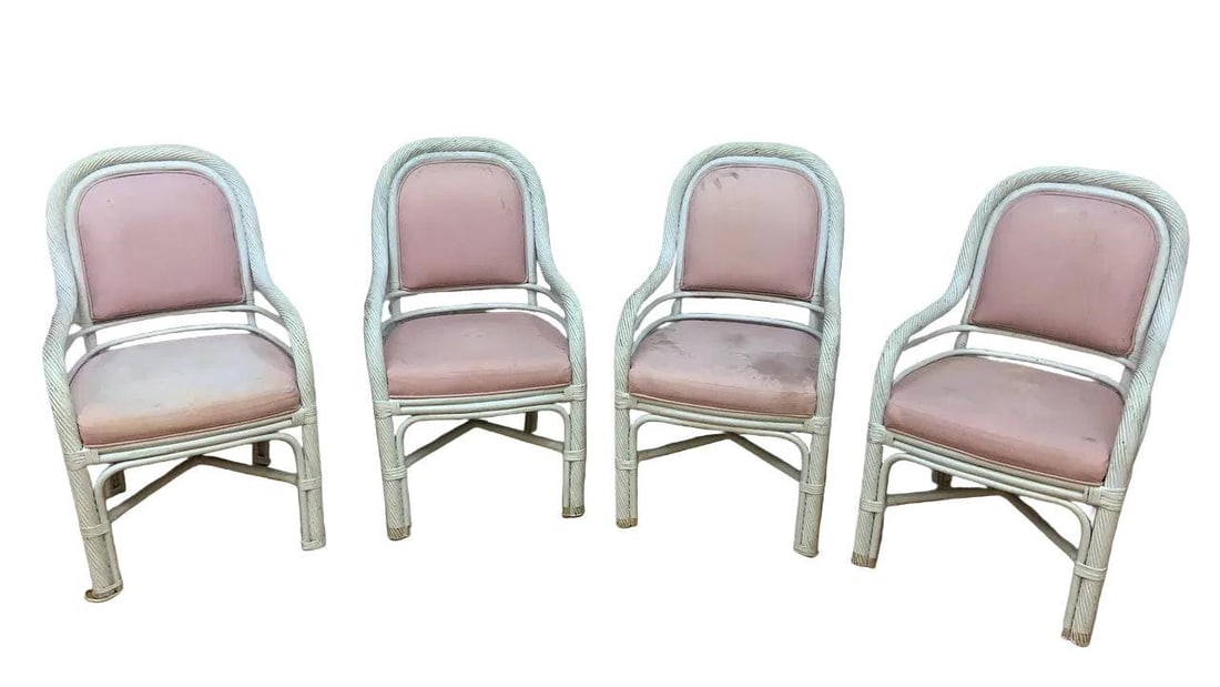 MCM McGuire White Cane 6 Piece Dining Set - 4