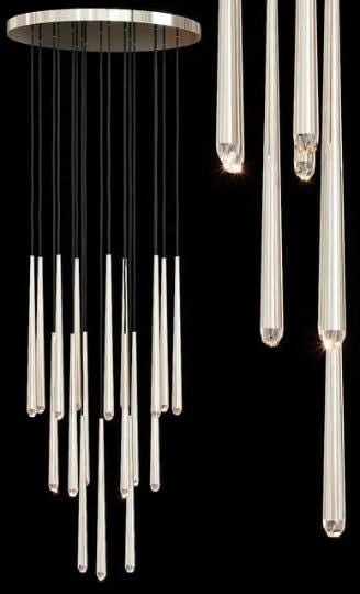 Restoration Hardware Aquitaine Nickel 12 Crystal Tip Pendant Chandelier - 4