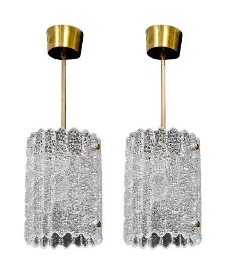 MCM Crystal Pendant Lights by Orrefors - Pair - 2