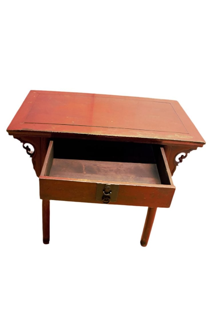 Antique Chinese Red Lacquer Altar Table - 3