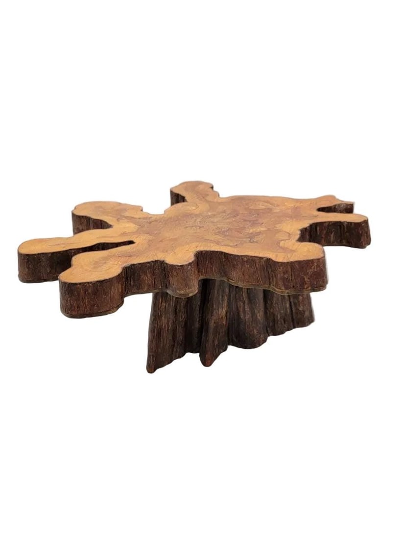 Vintage Live Edge Natural Free-Form Tree Cut Coffee Table - 3