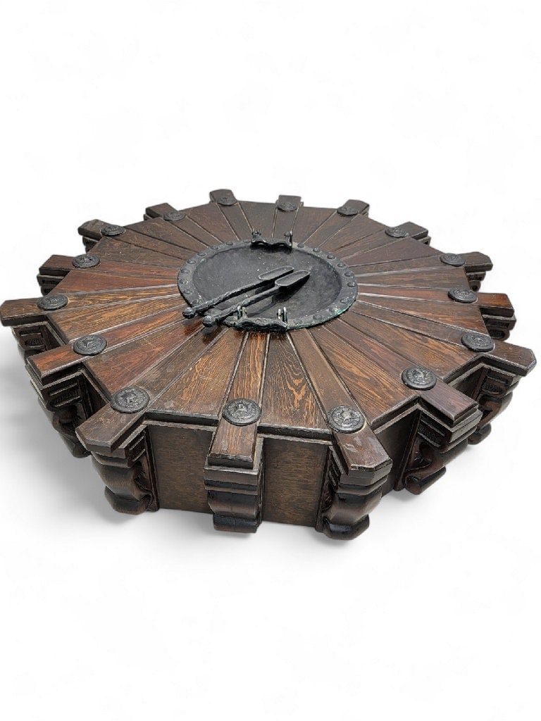 Antique Rustic Spanish Revival Style Mahogany Pinwheel Coal / Fire Pit / Coffee Table - 4